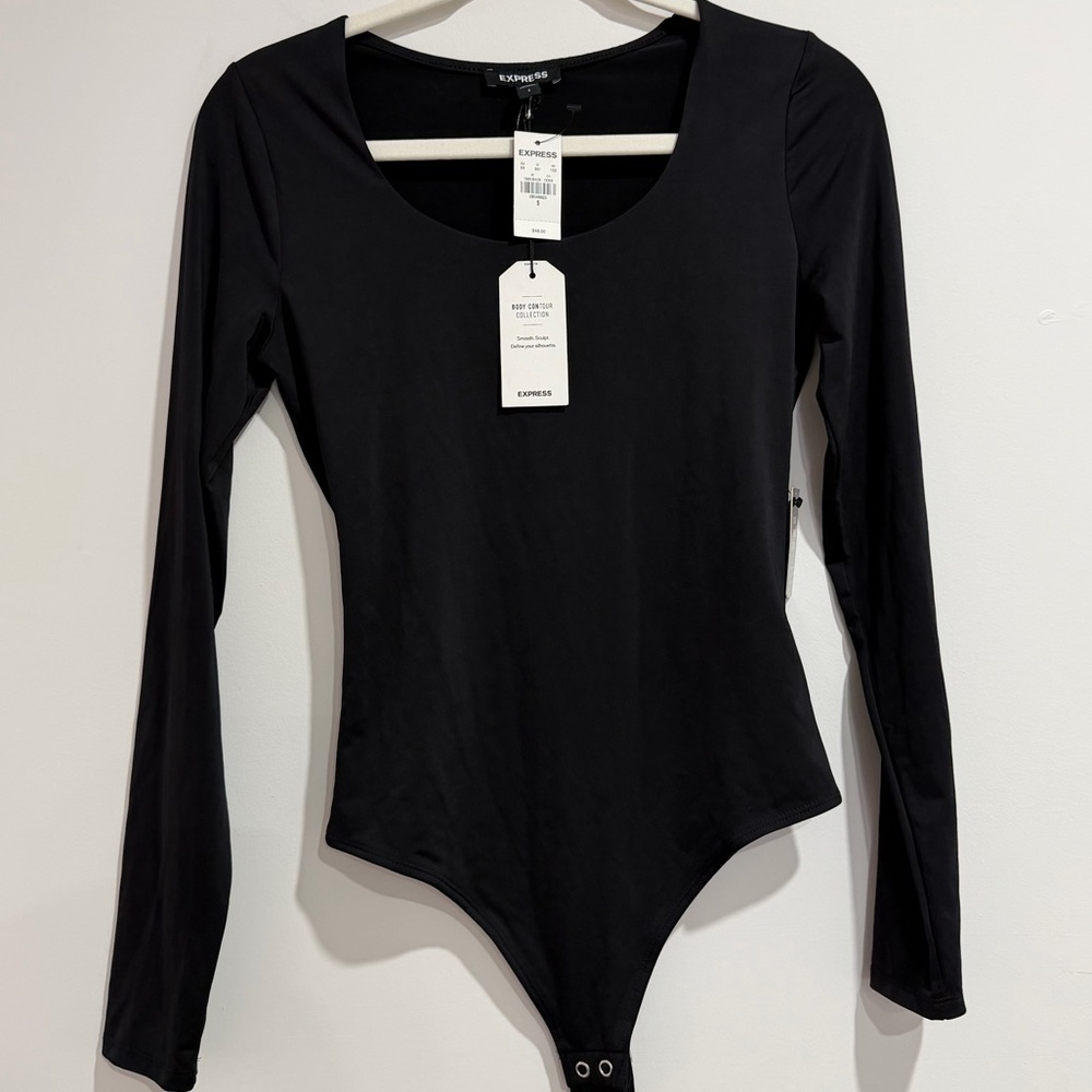 Express Body Contour Long Sleeve Scoop Neck Thong Bodysuit - NWT